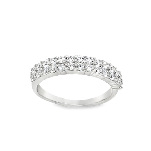 Sterling Silver Two Row CZ Eternity Ring