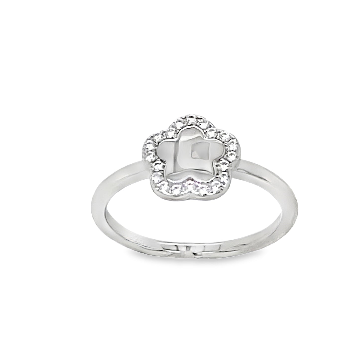 Sterling Silver CZ Flower Ring