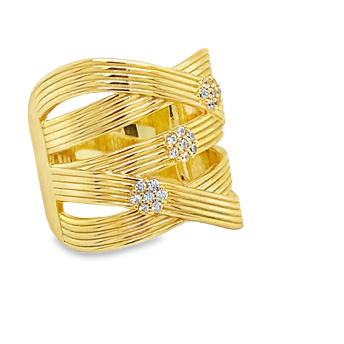 Sterling Silver Gold Plated Open Wrap CZ Ring