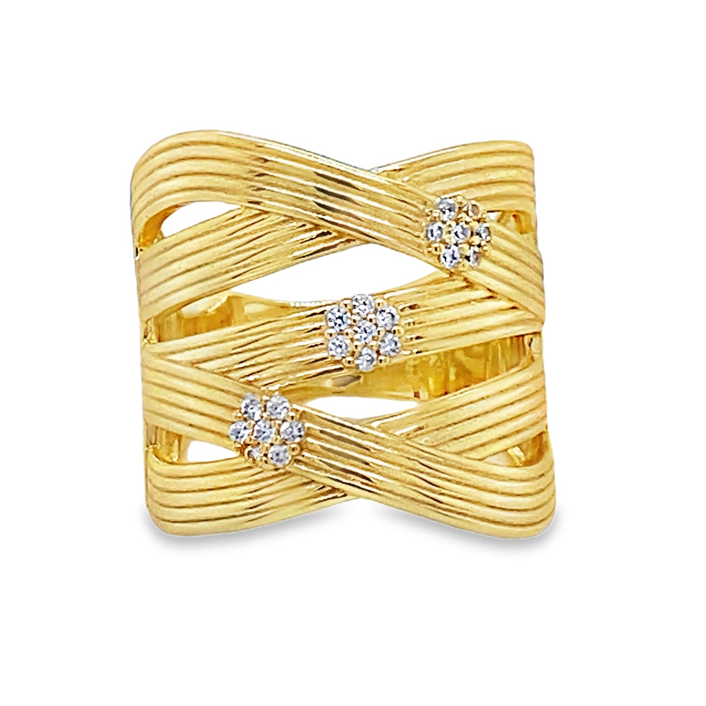 Sterling Silver Gold Plated Open Wrap CZ Ring