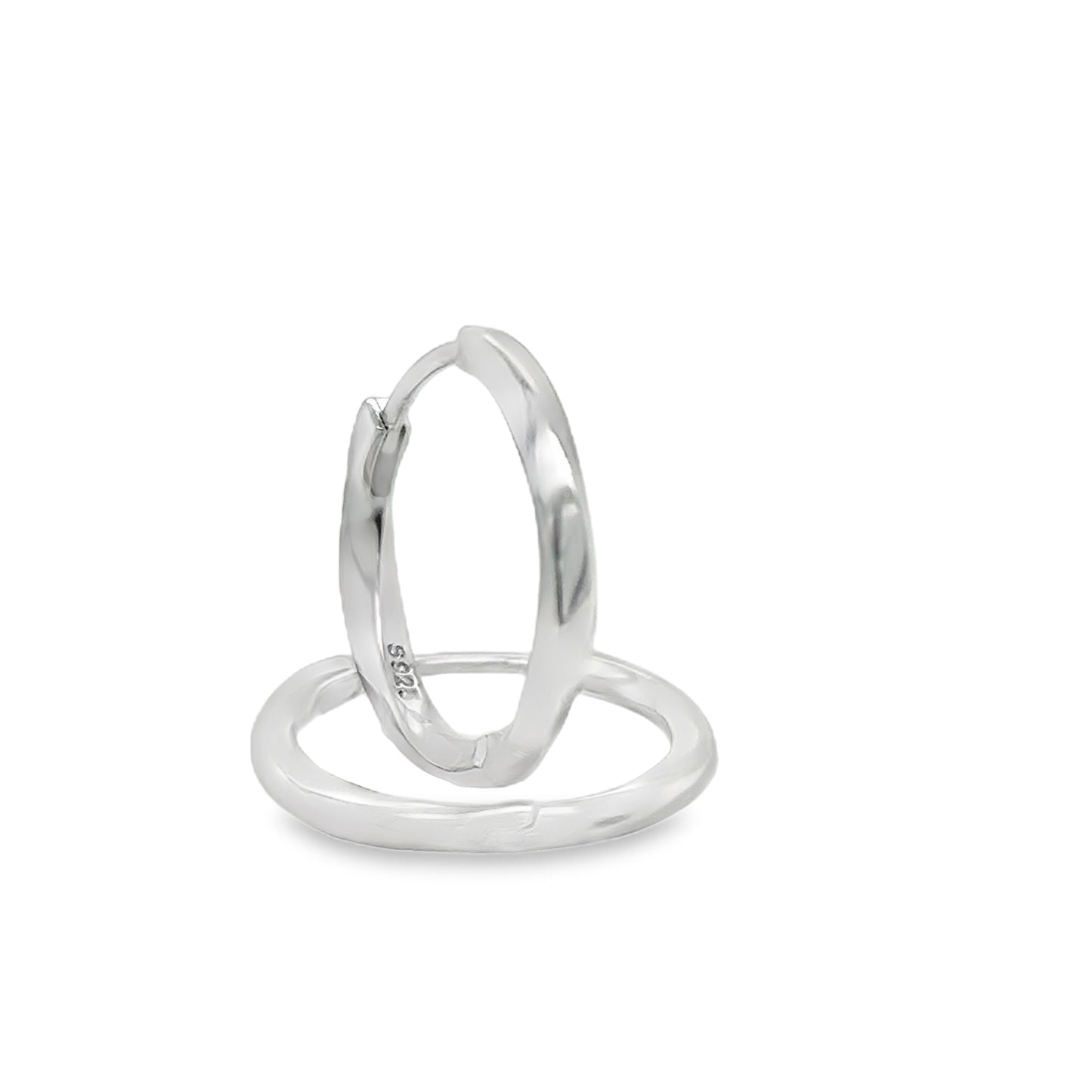 Sterling Silver 20mm CZ Diamond Cut Hoop Earrings