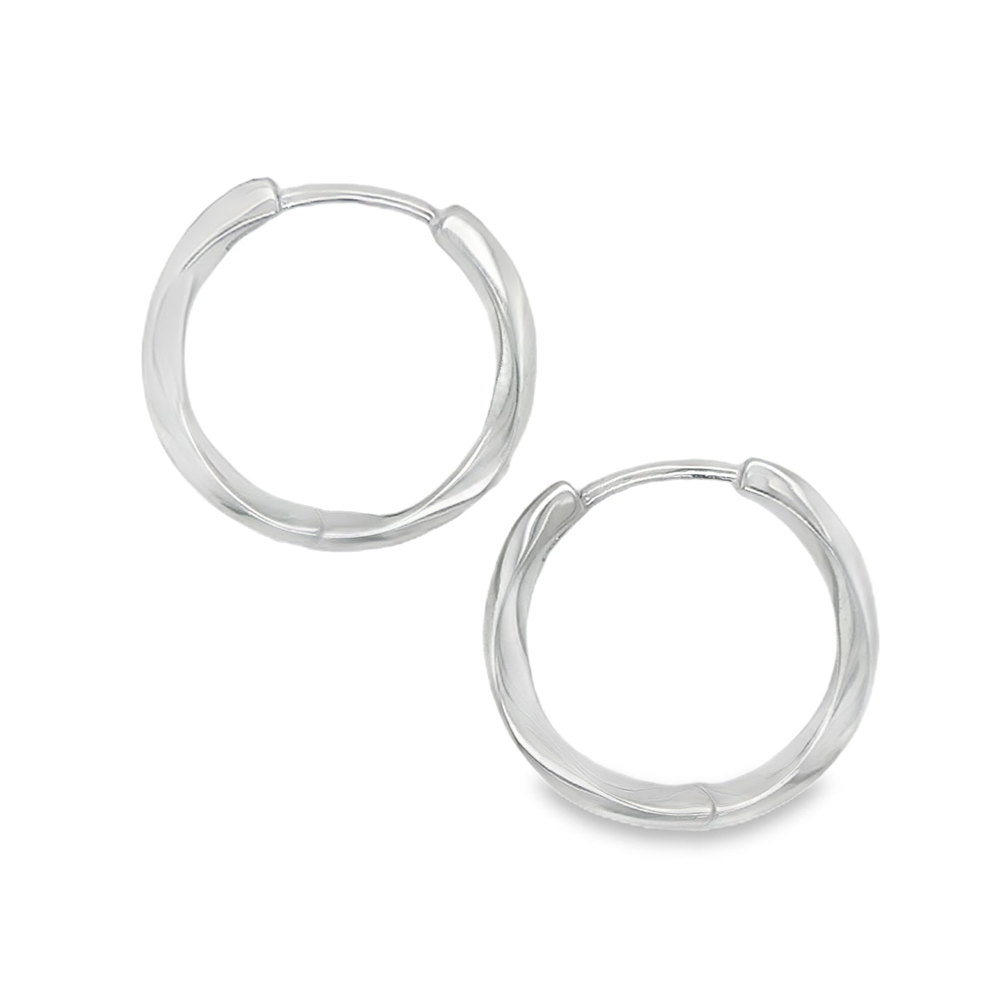 Sterling Silver 20mm CZ Diamond Cut Hoop Earrings
