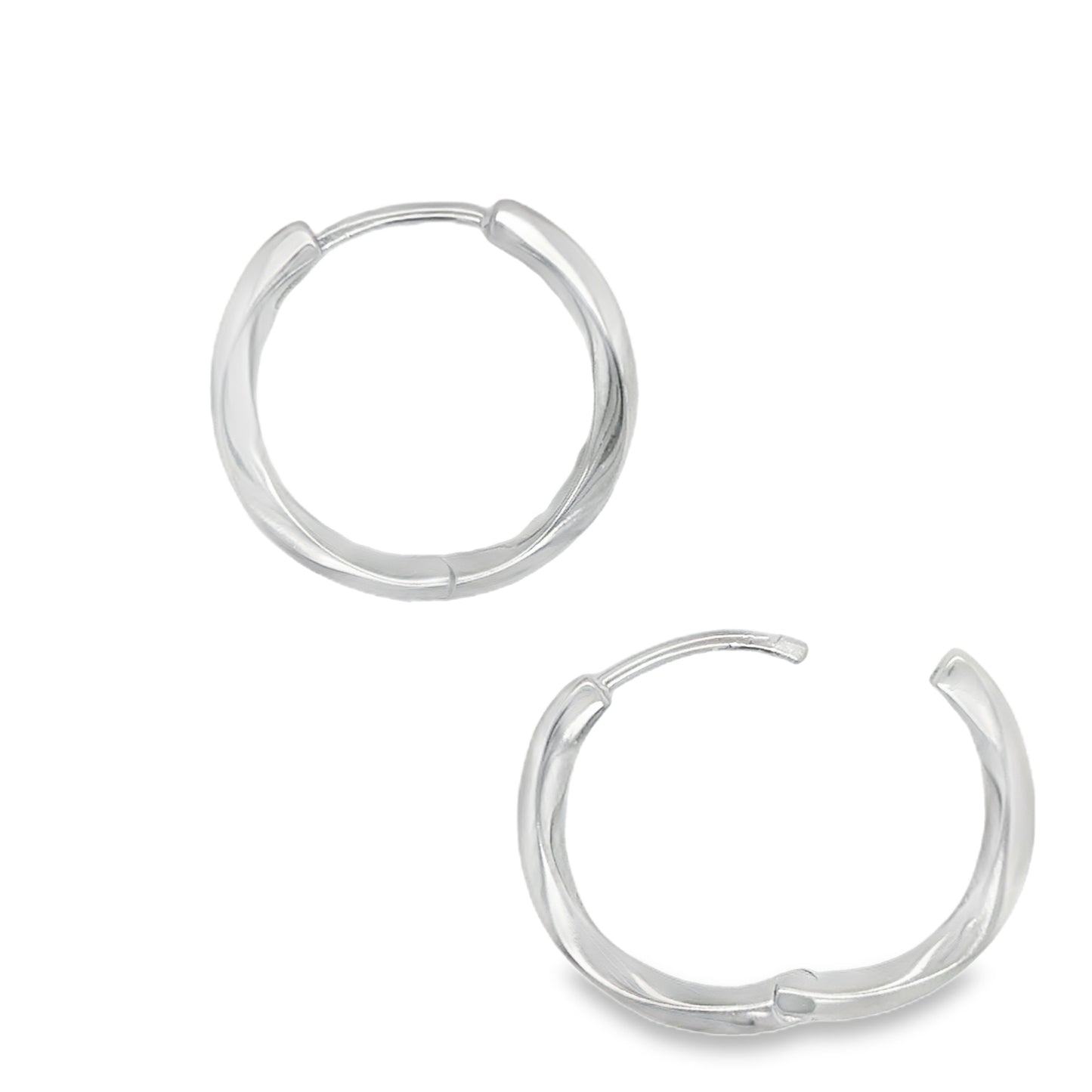 Sterling Silver 20mm CZ Diamond Cut Hoop Earrings