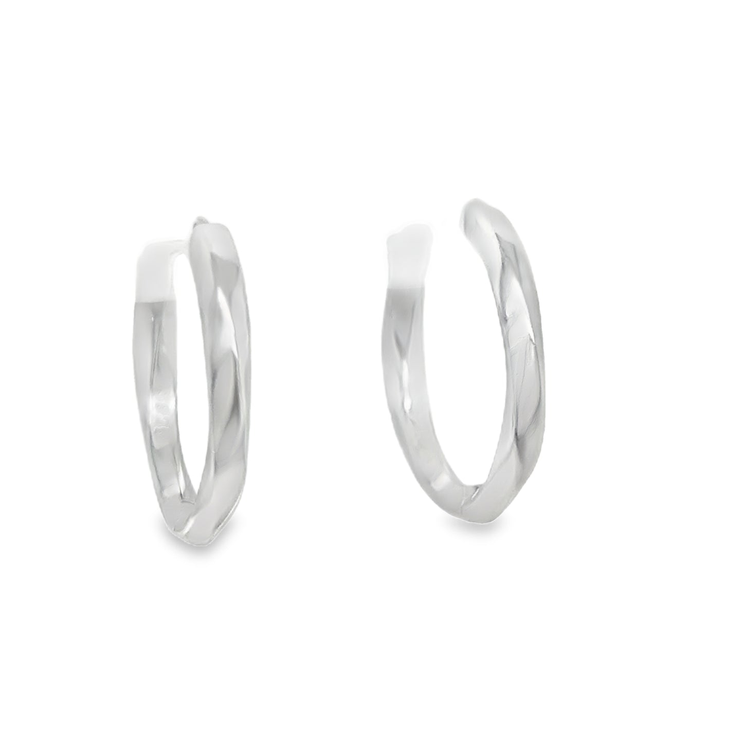 Sterling Silver 20mm CZ Diamond Cut Hoop Earrings