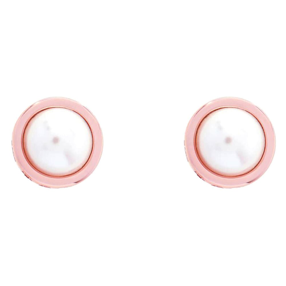 Ted Baker Sinaa Pink Crystal Stud Earrings In Rose