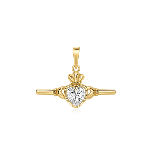 Sil P/dnt G/P CZ Claddagh T-Bar