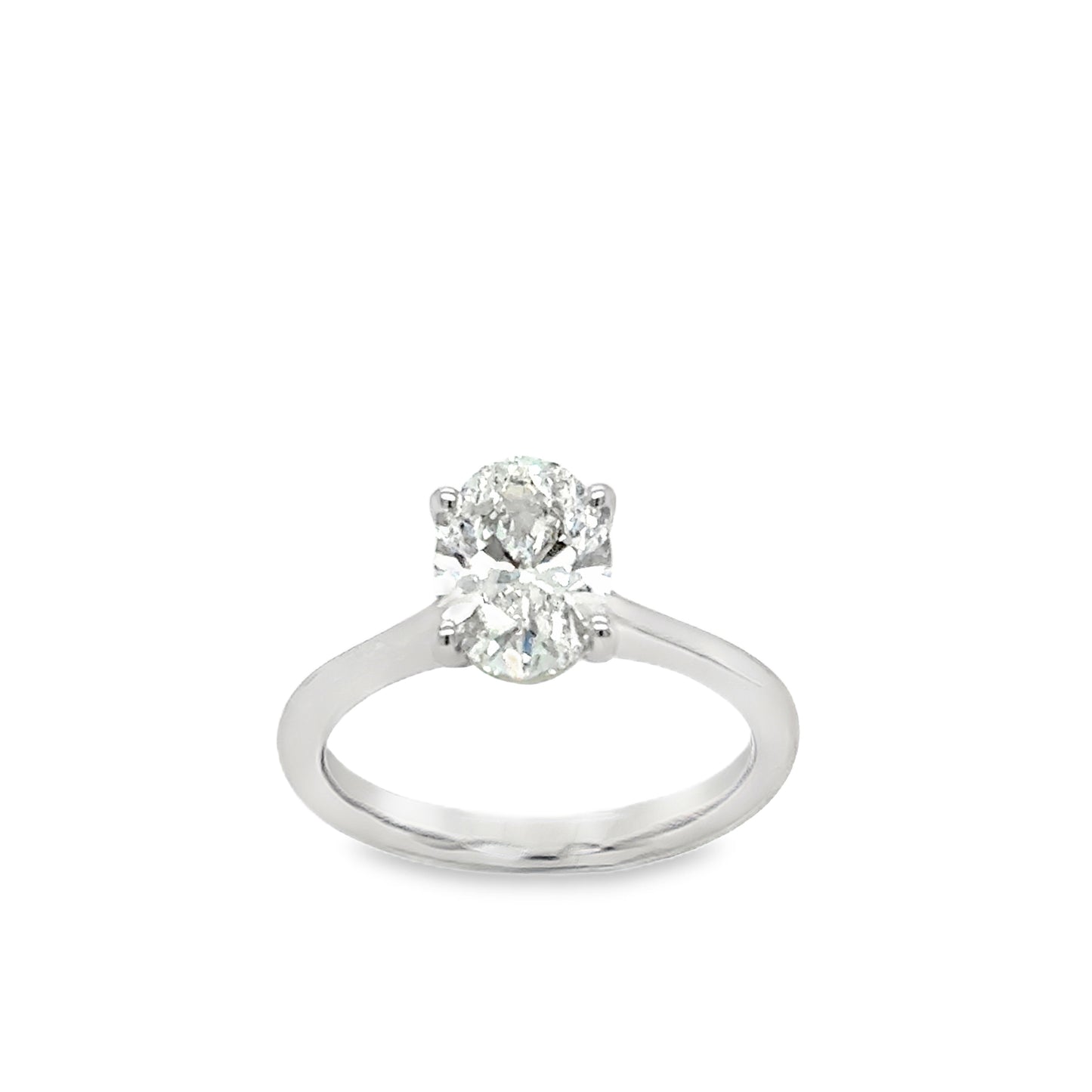 Platinum 4 Claw Oval Solitaire Cultured Diamond Ring 1.56ct