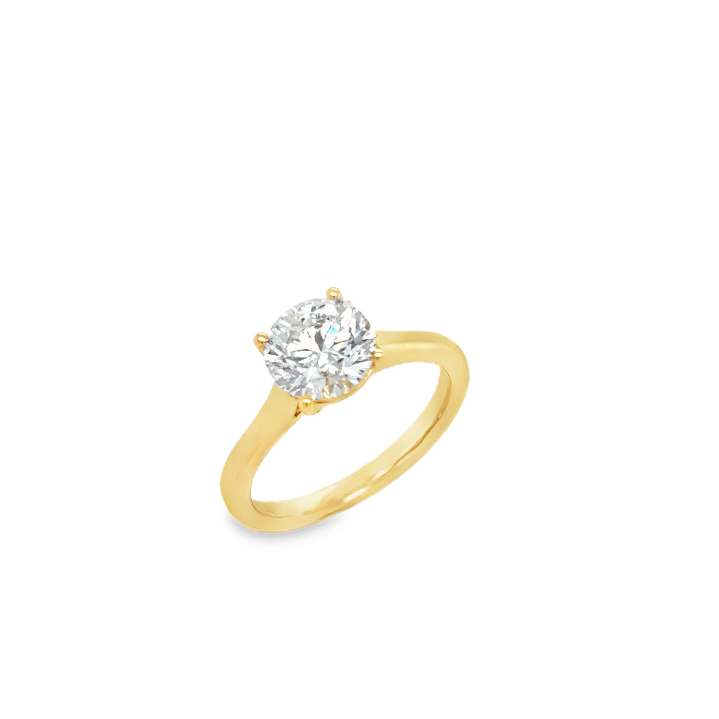 18ct 4 Claw Round Brilliant Solitaire Cultured Diamond Ring 1.55ct