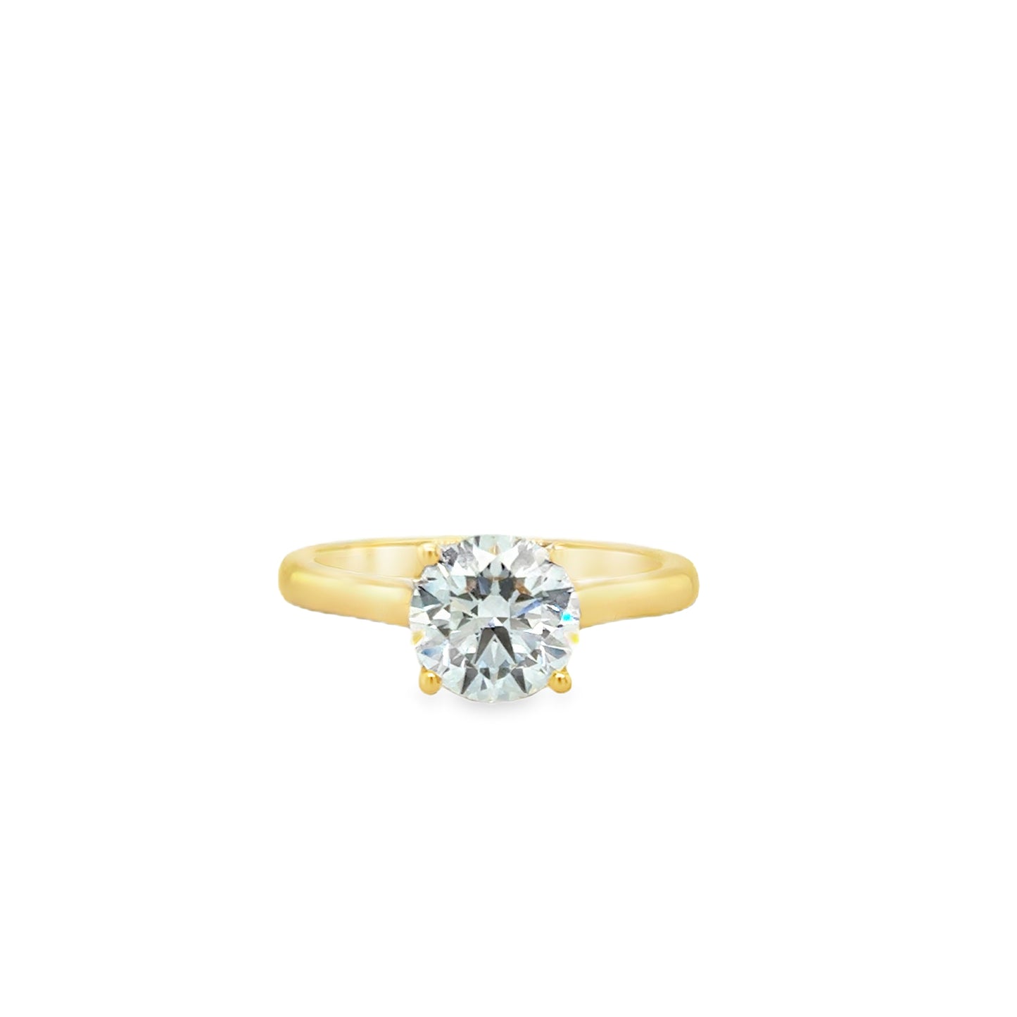 18ct 4 Claw Round Brilliant Solitaire Cultured Diamond Ring 1.55ct