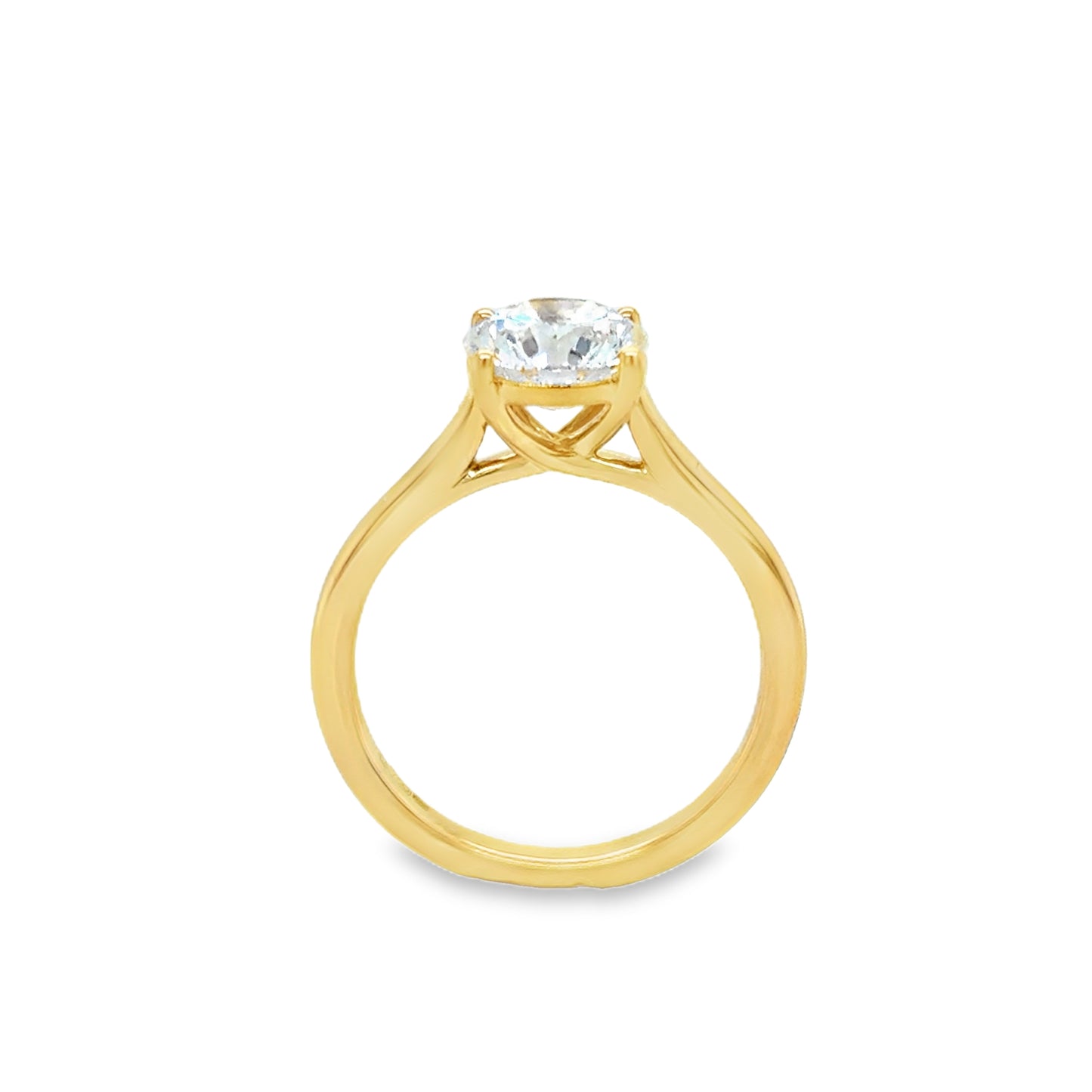 18ct 4 Claw Round Brilliant Solitaire Cultured Diamond Ring 1.55ct