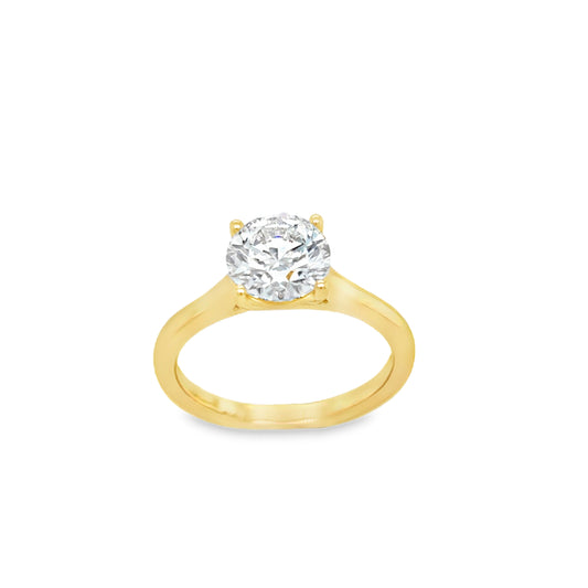 18ct 4 Claw Round Brilliant Solitaire Cultured Diamond Ring 1.55ct