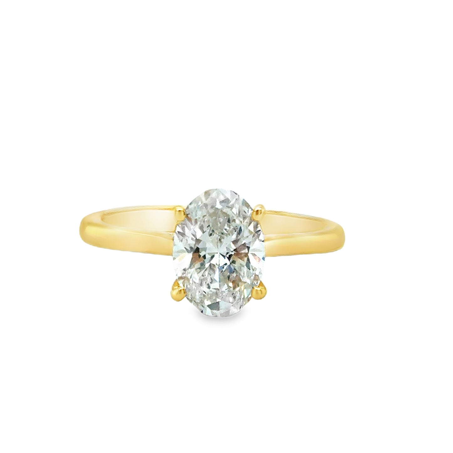 18ct 4 Claw Oval Solitaire Cultured Diamond Ring 1.56ct