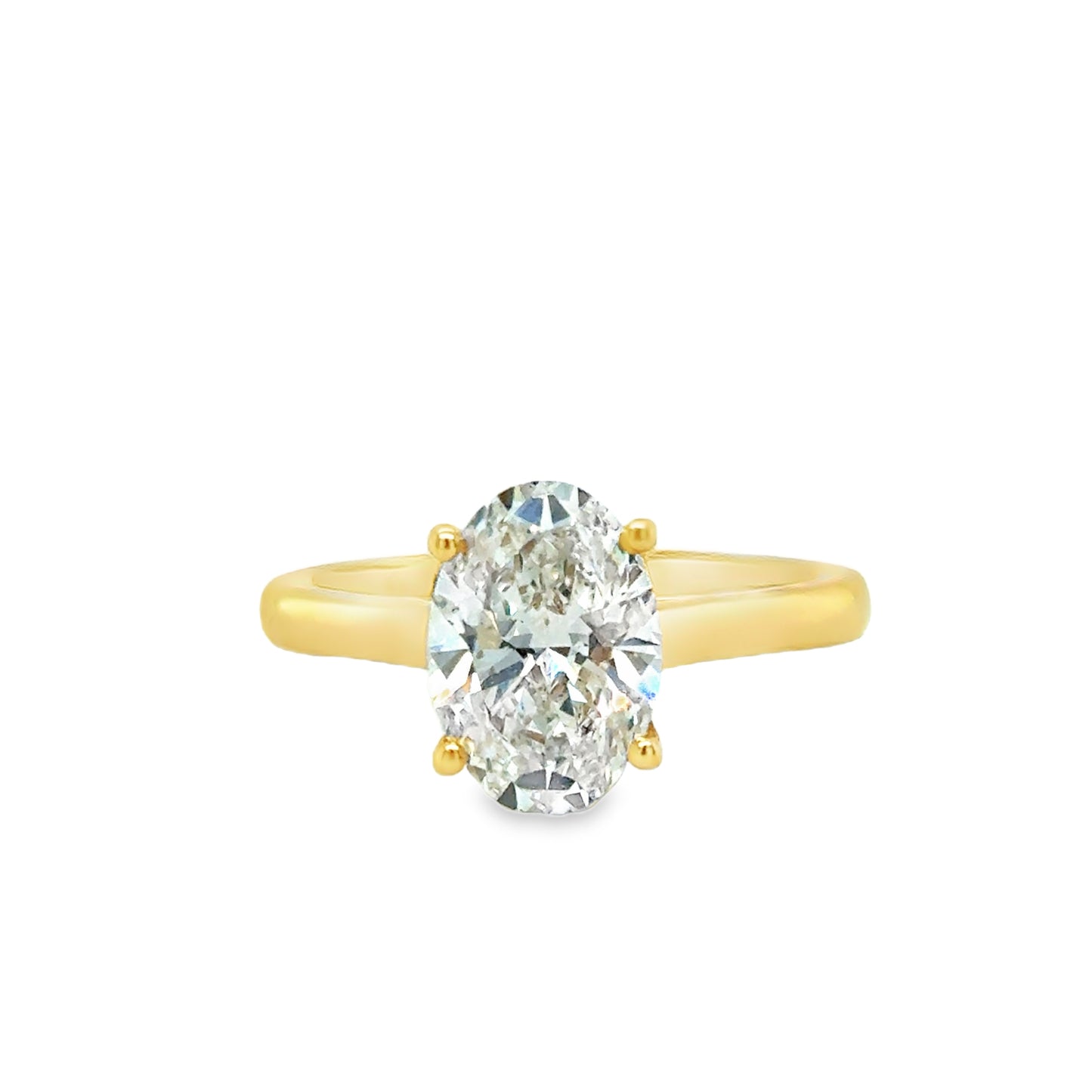 18ct 4 Claw Oval Solitaire Cultured Diamond Ring 2.10ct