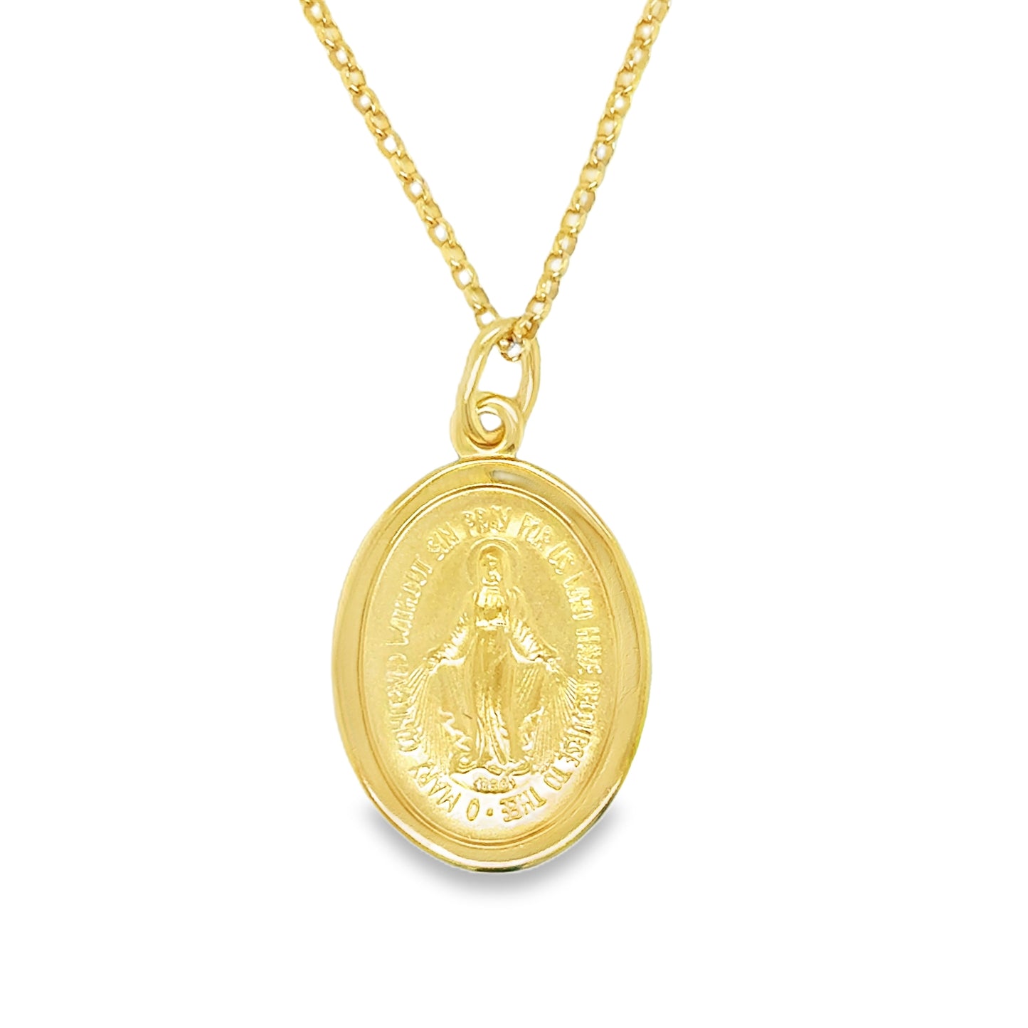 9ct Yellow Gold 16mm Miraculous Medal Pendant