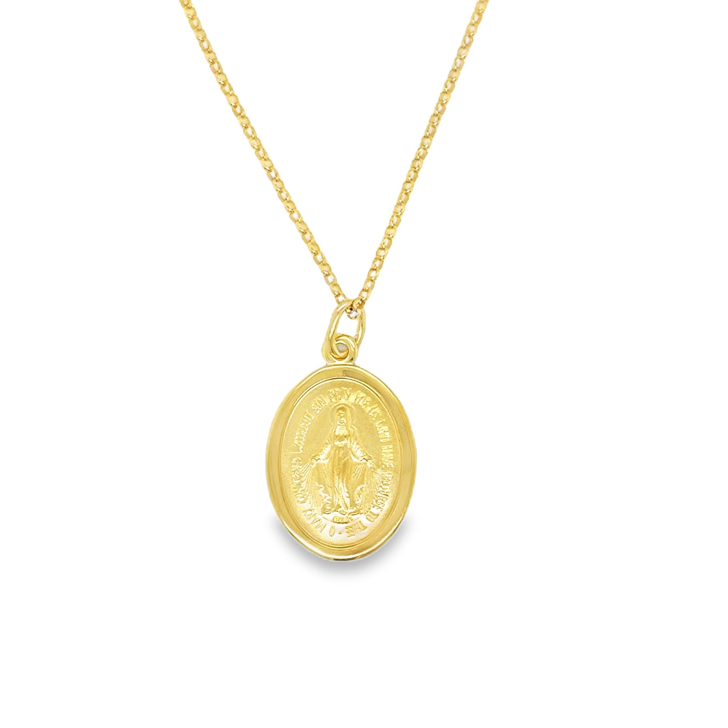 9ct Yellow Gold 16mm Miraculous Medal Pendant