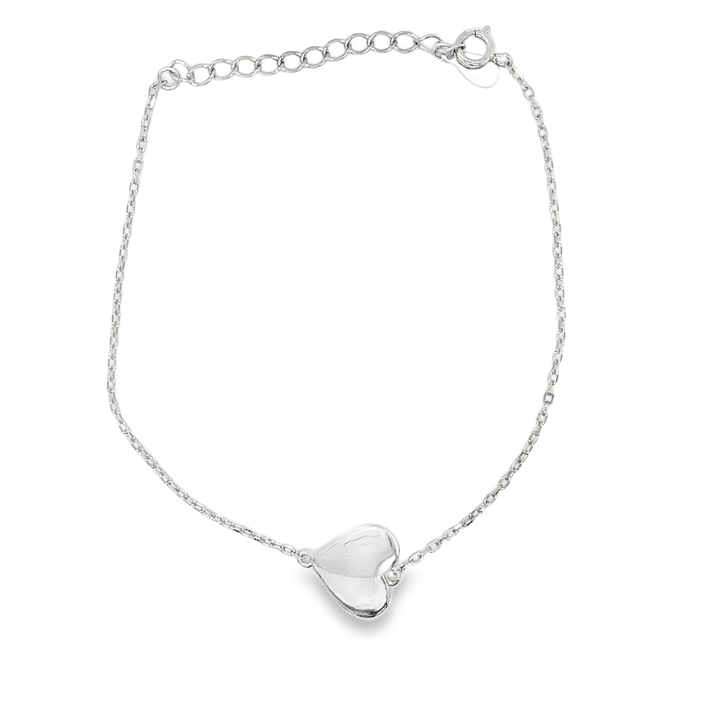 Sterling Silver Polished Heart Bracelet