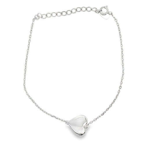 Sterling Silver Polished Heart Bracelet