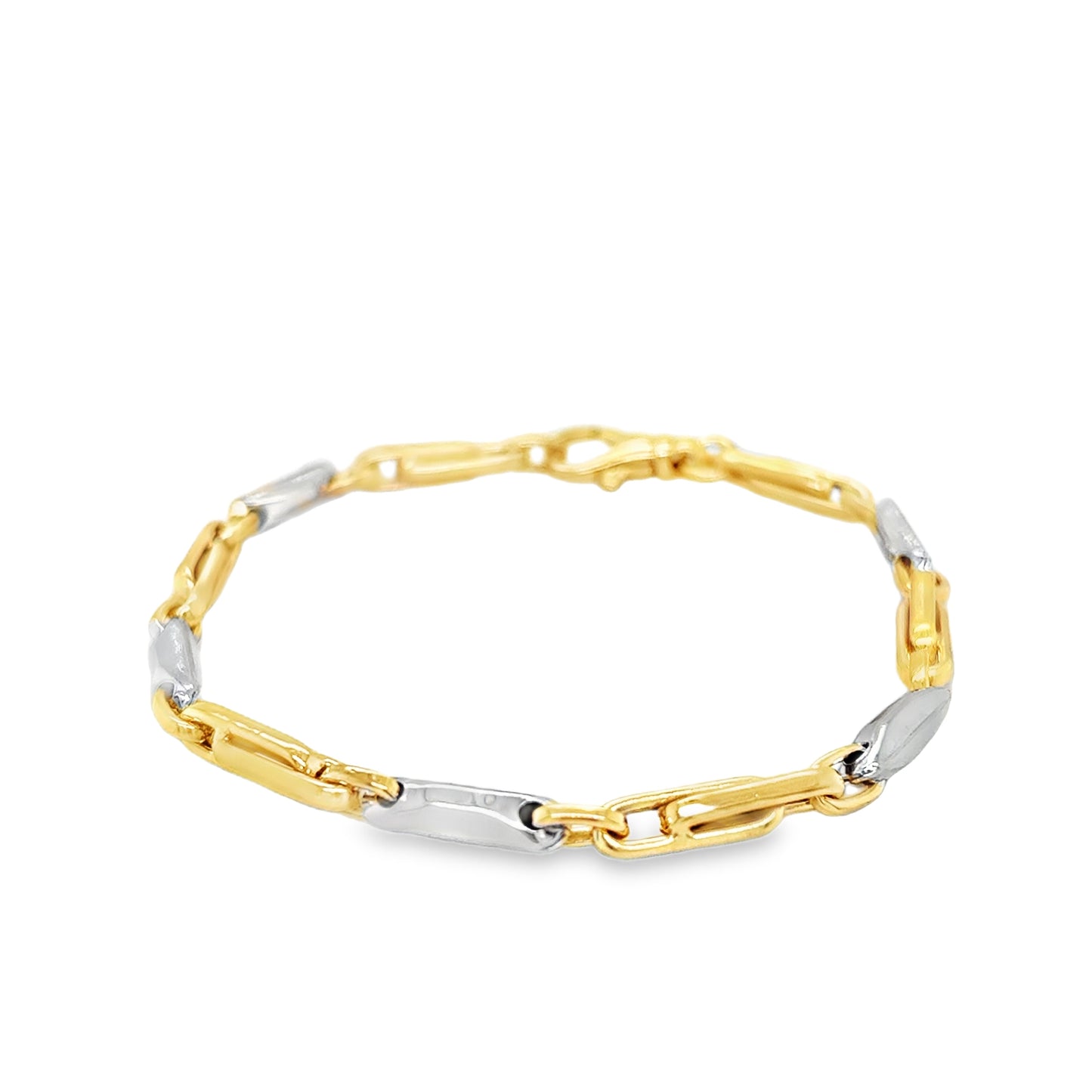 Sterling Silver 2 Tone Open Bar Link Bracelet
