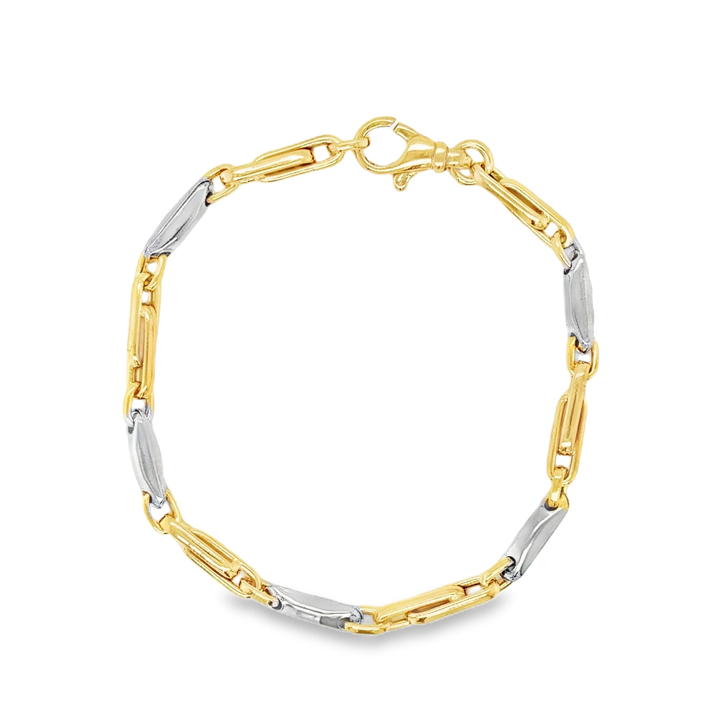 Sterling Silver 2 Tone Open Bar Link Bracelet