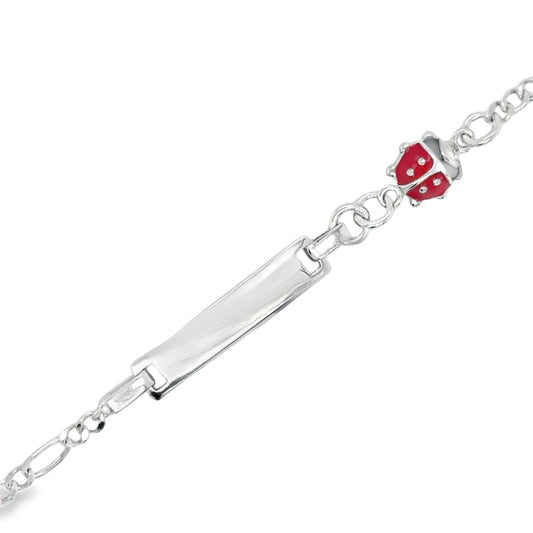 Sterling Silver Kids Ladybird ID Figaro Bracelet