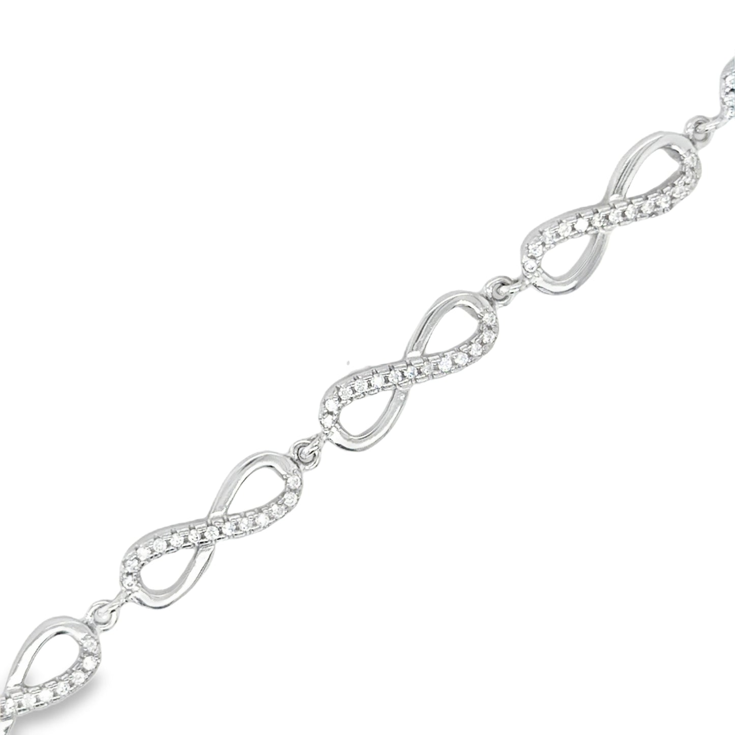 Sterling Silver CZ Infinity Link Bracelet