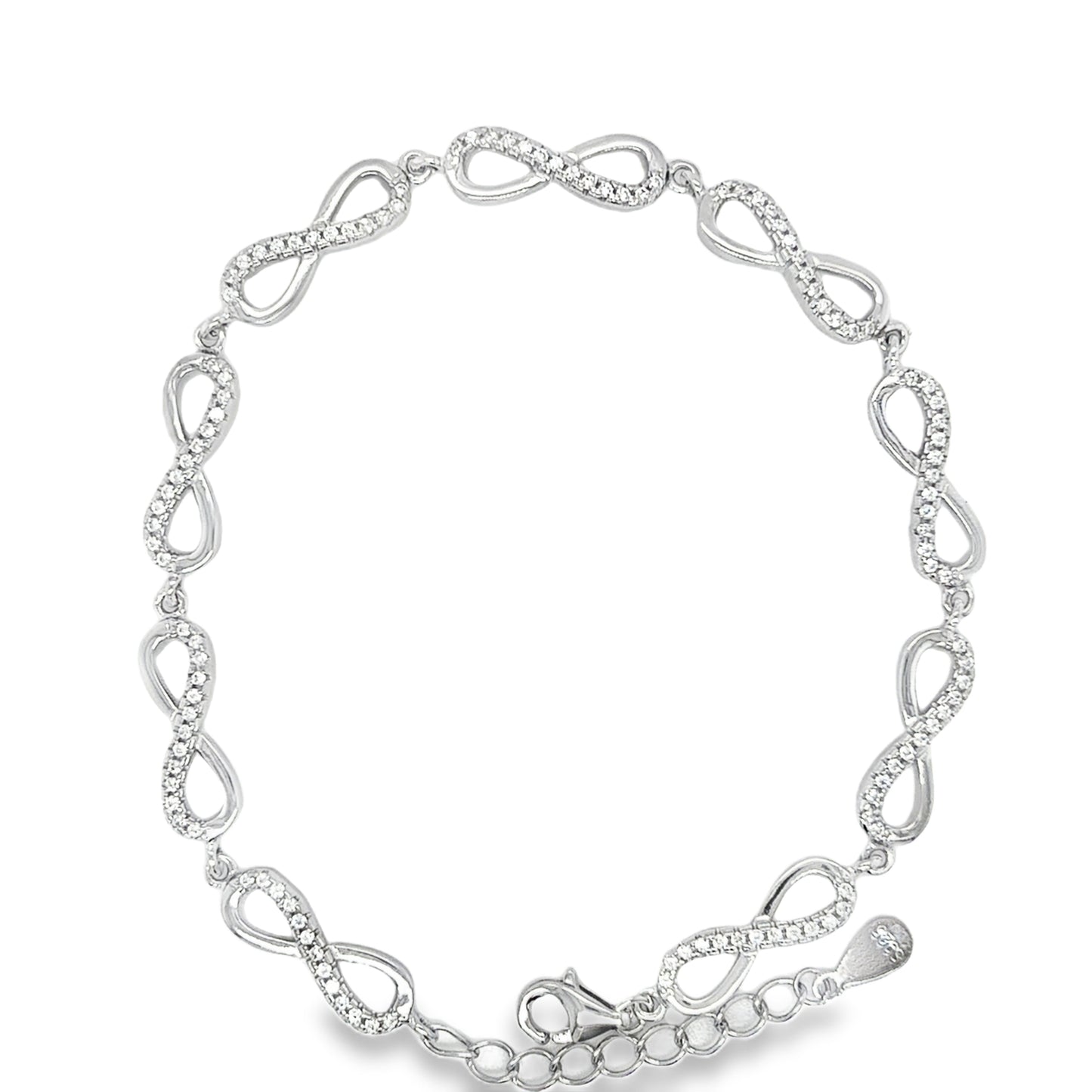Sterling Silver CZ Infinity Link Bracelet