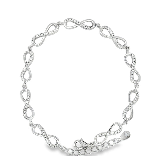 Sterling Silver CZ Infinity Link Bracelet