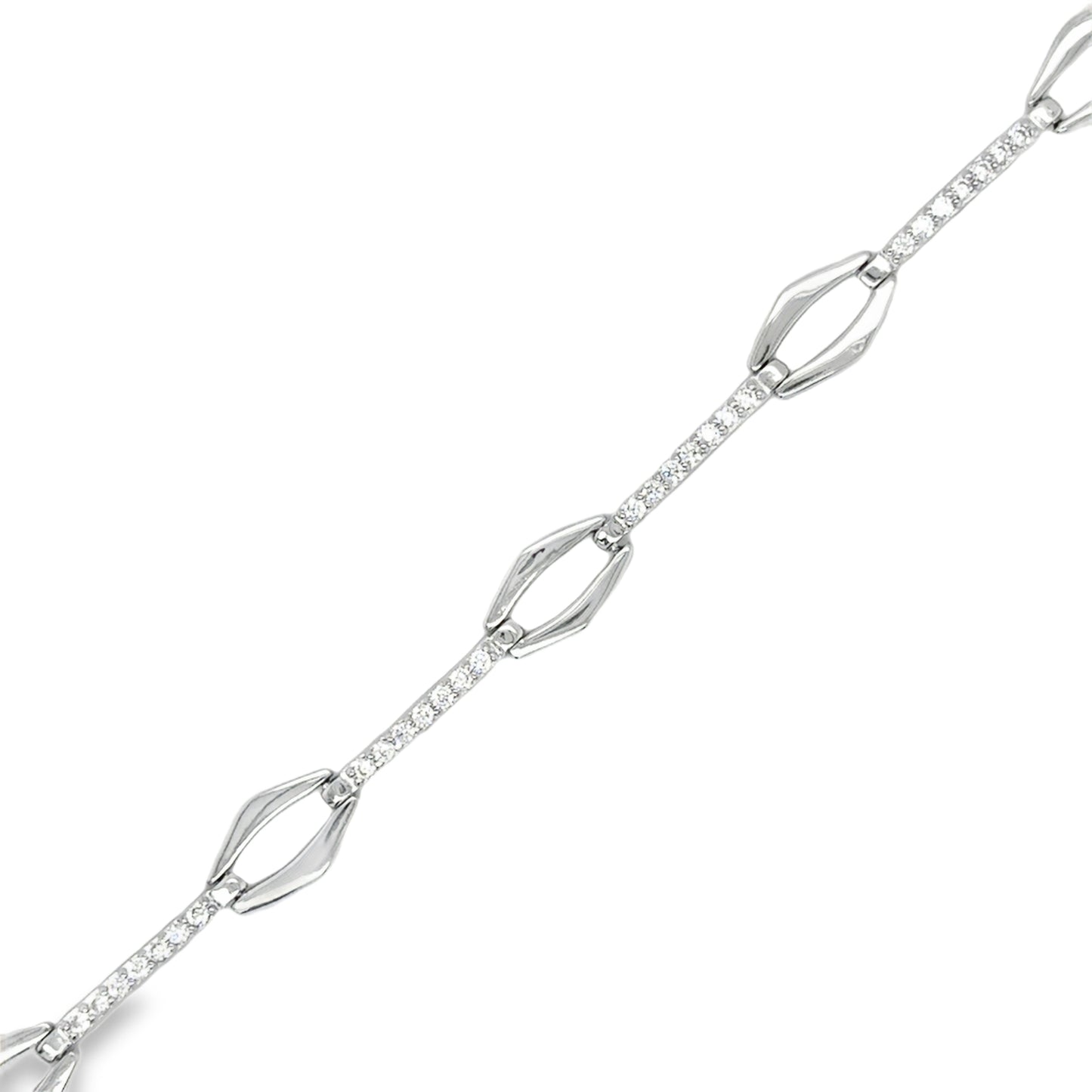Sterling Silver CZ & Open Link Bracelet