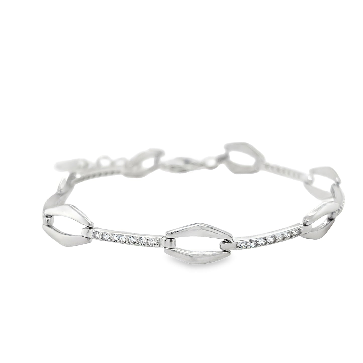 Sterling Silver CZ & Open Link Bracelet