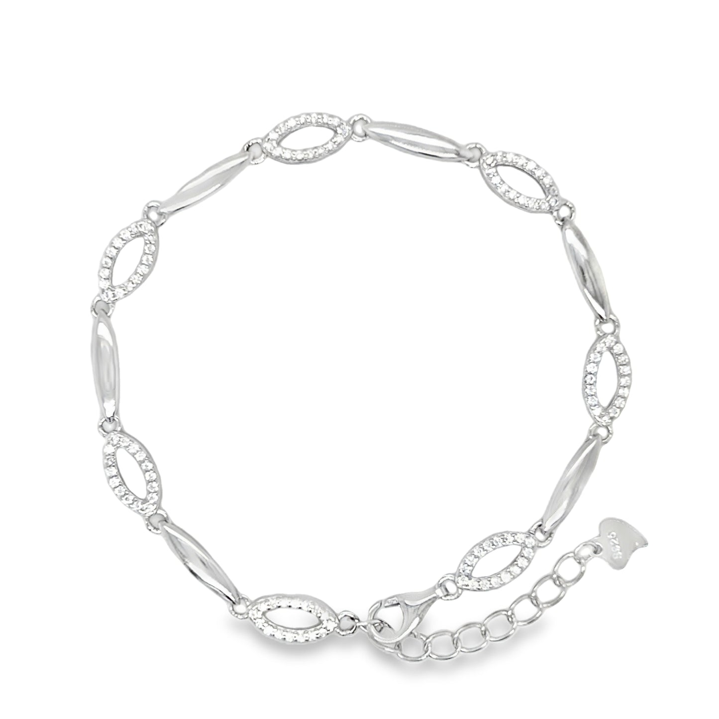 Sterling Silver CZ & Open Link Bracelet