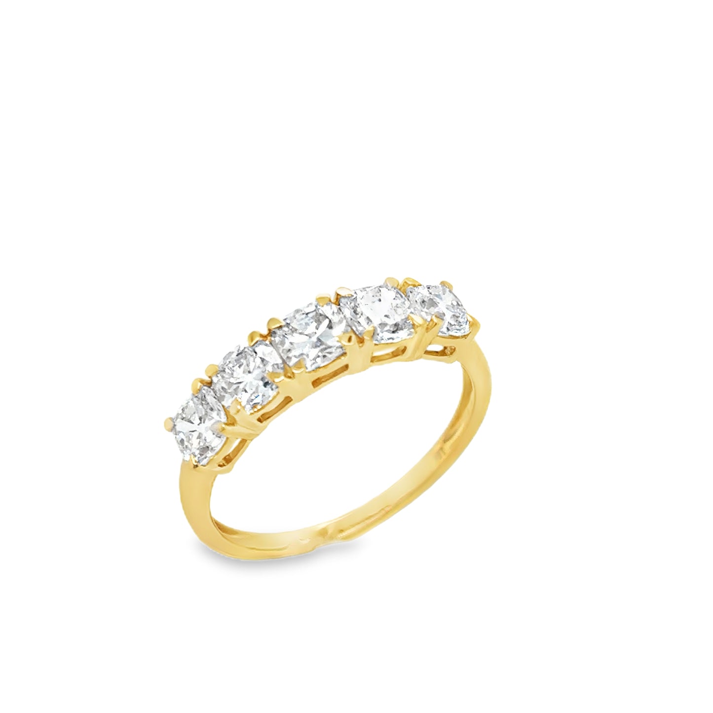18ct Yellow Gold Miner Cut Five Stone Cultured Diamond Ring 1.62ct
