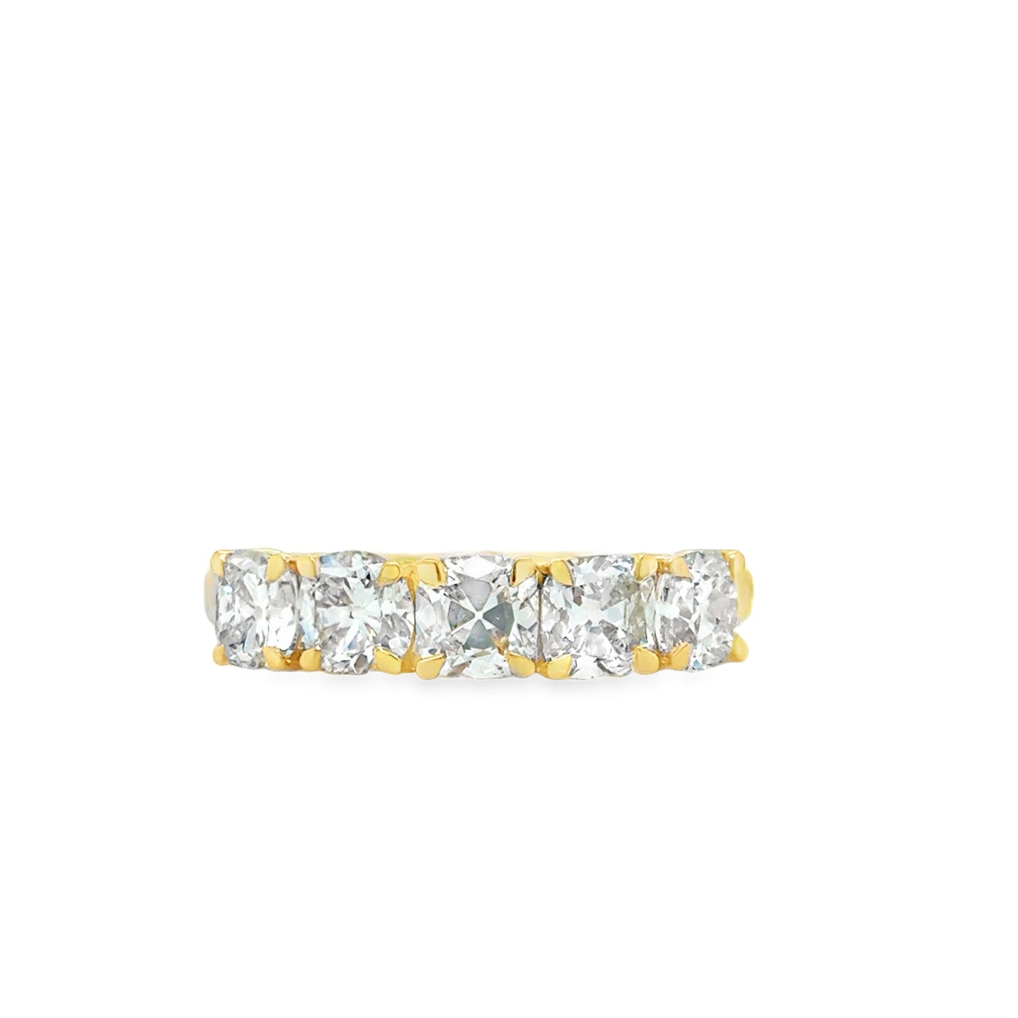 18ct Yellow Gold Miner Cut Five Stone Cultured Diamond Ring 1.62ct
