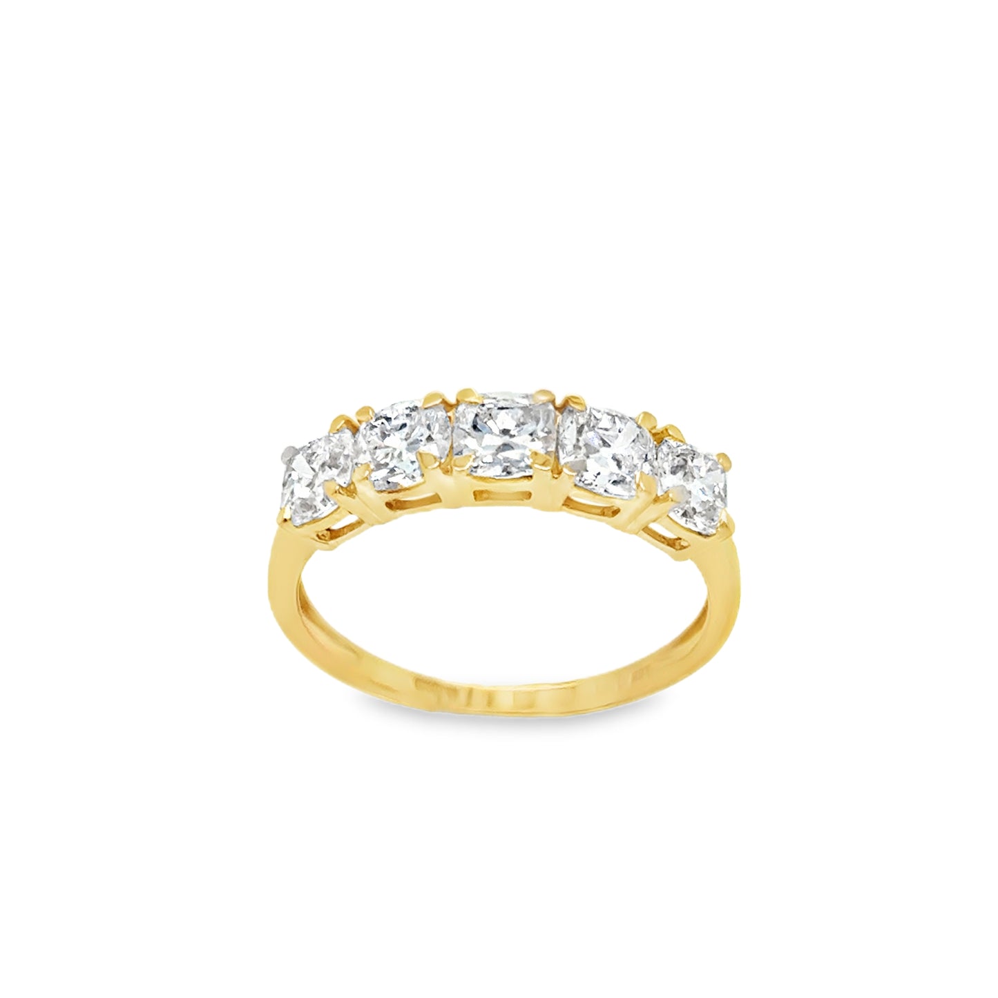 18ct Yellow Gold Miner Cut Five Stone Cultured Diamond Ring 1.62ct