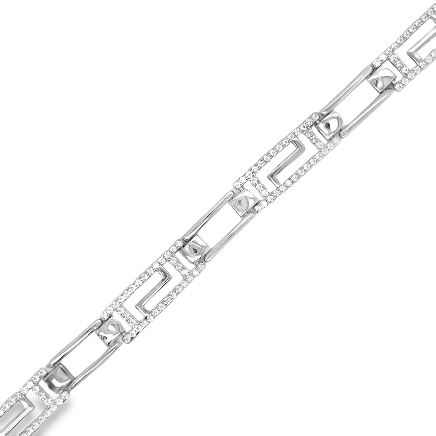 Sterling Silver CZ Greek Key Bracelet