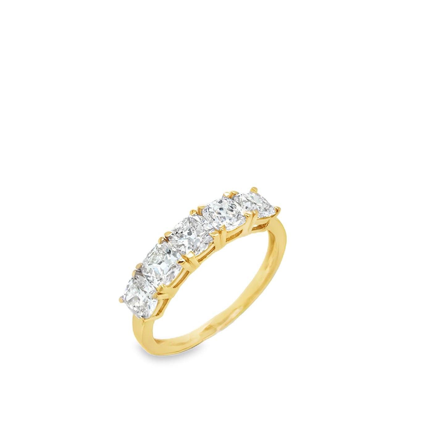 18ct Yellow Gold Miner Cut Five Stone Cultured Diamond Ring 1.69ct