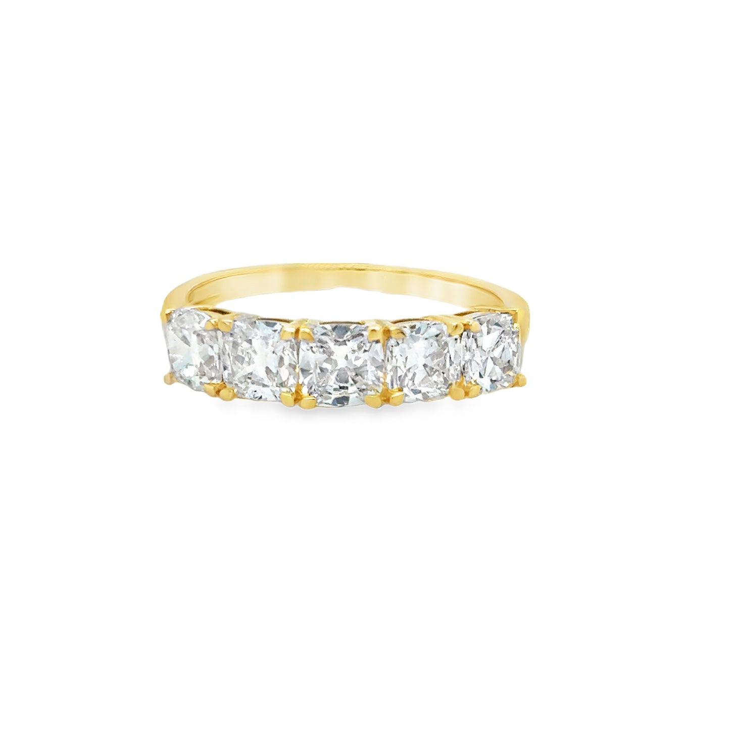 18ct Yellow Gold Miner Cut Five Stone Cultured Diamond Ring 1.69ct