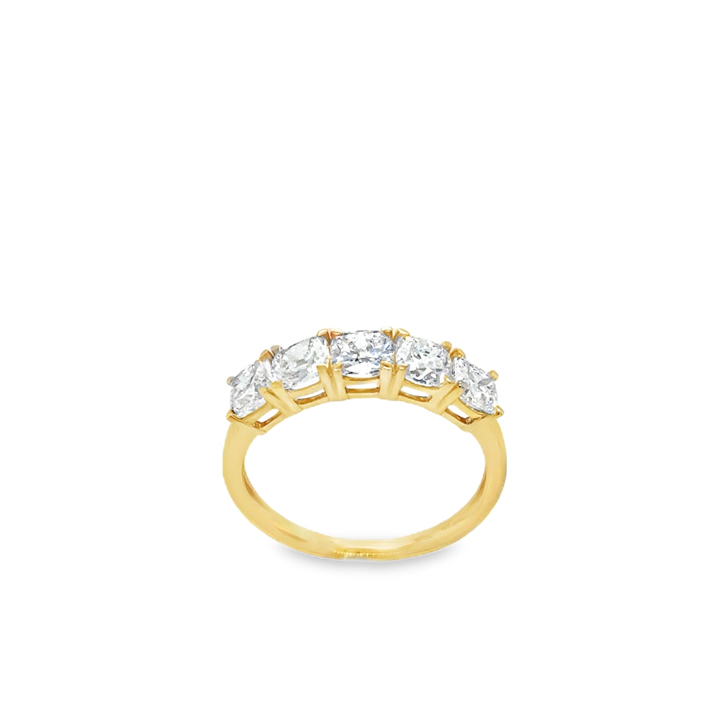 18ct Yellow Gold Miner Cut Five Stone Cultured Diamond Ring 1.69ct