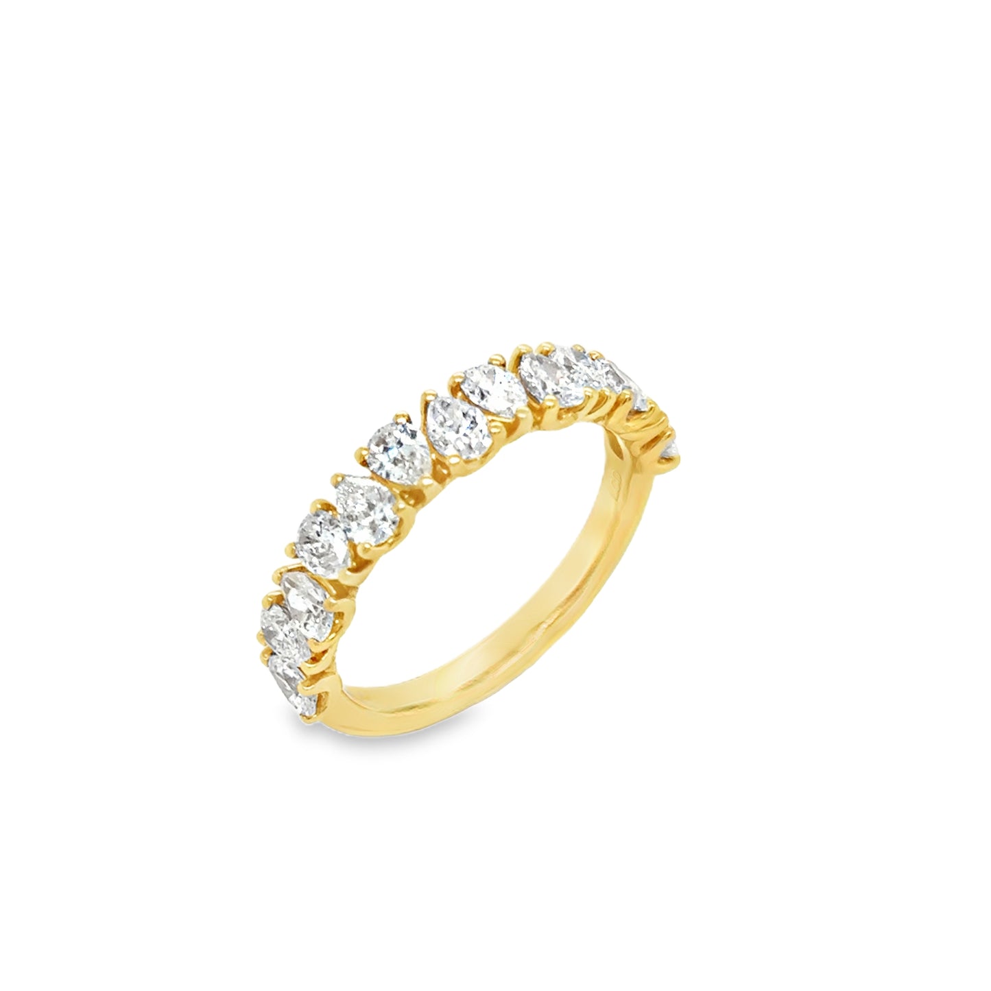 18ct Yellow Gold Pear Cut Cultured Diamond Eternity Ring 1.17ct