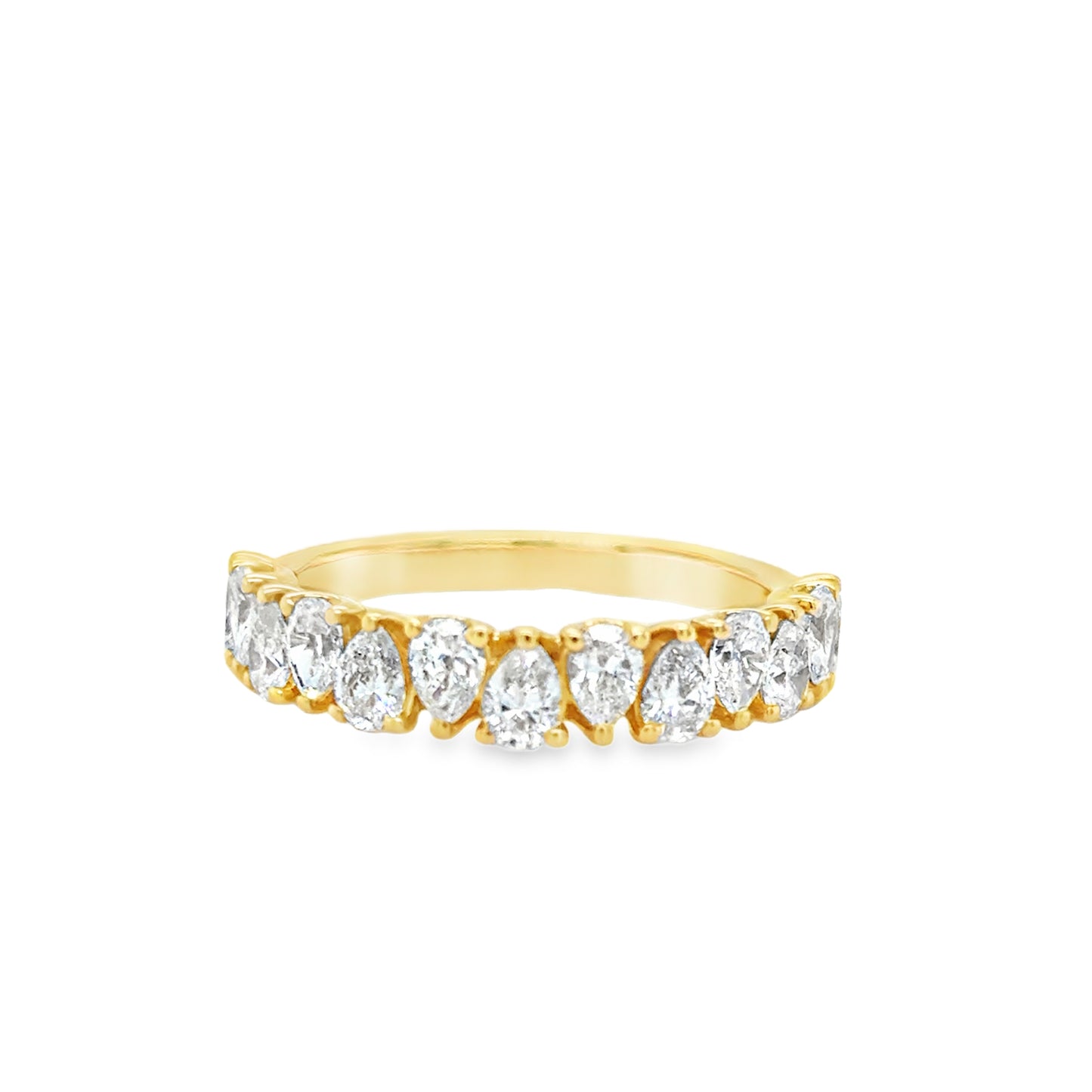 18ct Yellow Gold Pear Cut Cultured Diamond Eternity Ring 1.17ct
