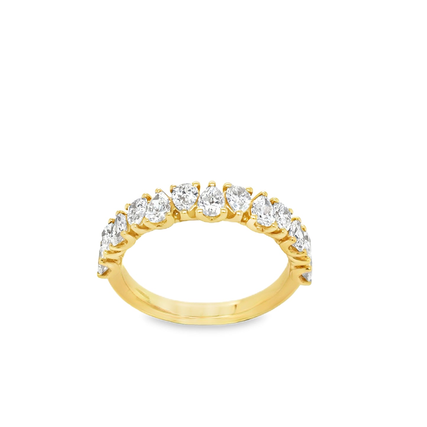 18ct Yellow Gold Pear Cut Cultured Diamond Eternity Ring 1.17ct