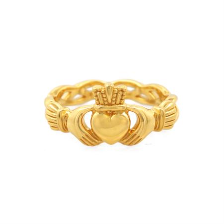 Burren 18ct Gold Plated Celtic Twist Claddagh Ring