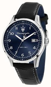 Gents Maserati Sorpa Blue Dial 42mm Watch with Black Strap