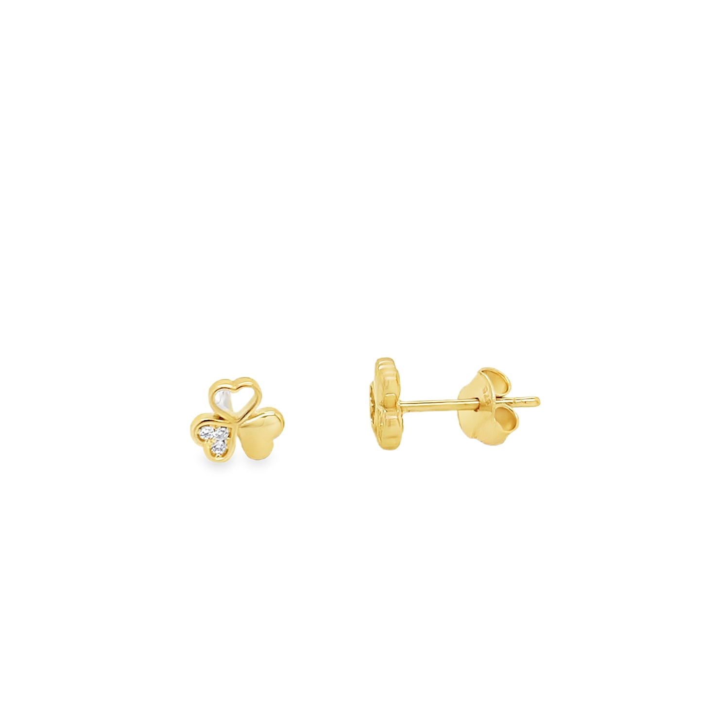 9ct CZ & Polished Clover Stud Earrings