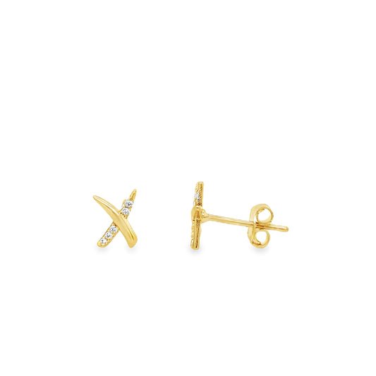 9ct CZ & Polished Kiss Stud Earrings