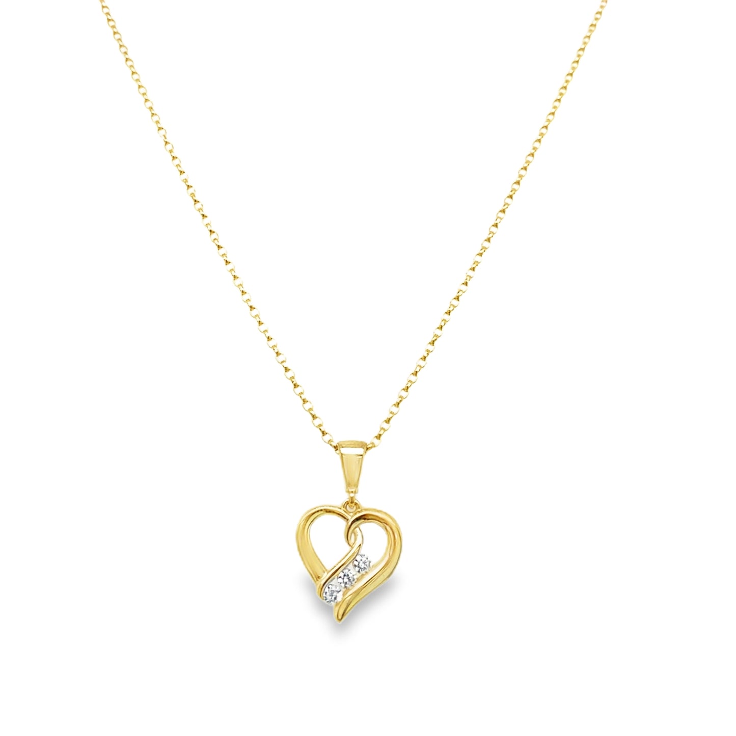 9ct CZ Open Heart Swirl Pendant
