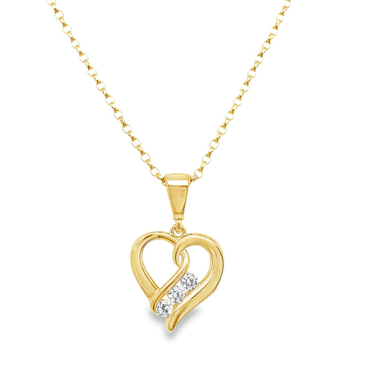 9ct CZ Open Heart Swirl Pendant