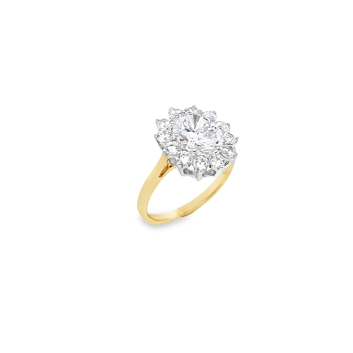 9ct Ring Ov Flwr Clus