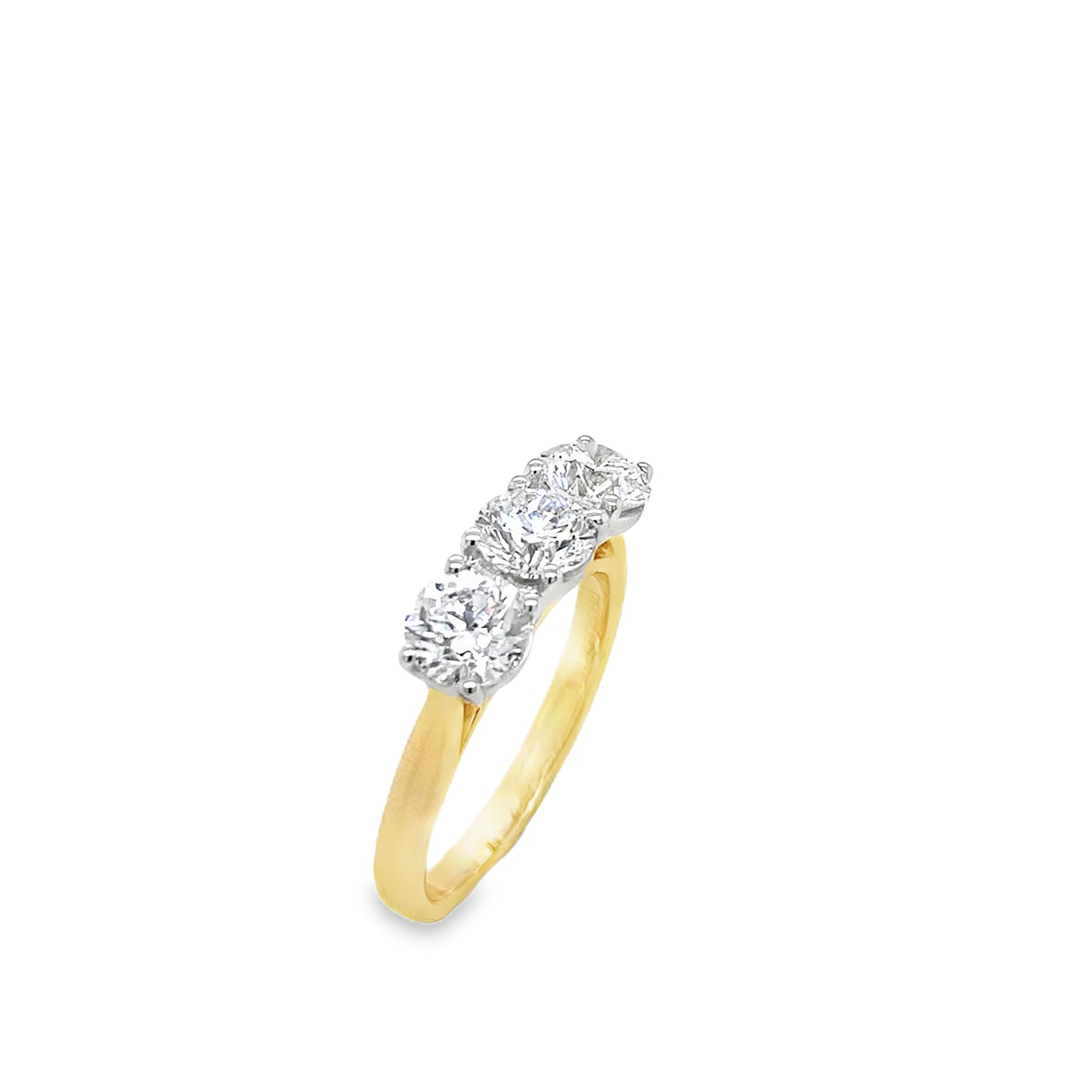 9ct 3 Stone Round Brilliant Cut Cultured Diamond Ring 2.00ct