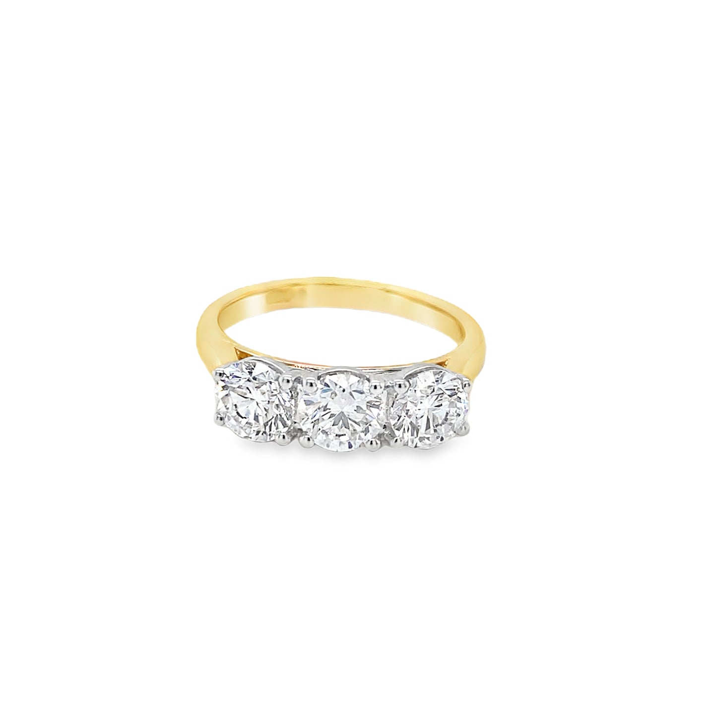 9ct 3 Stone Round Brilliant Cut Cultured Diamond Ring 2.00ct