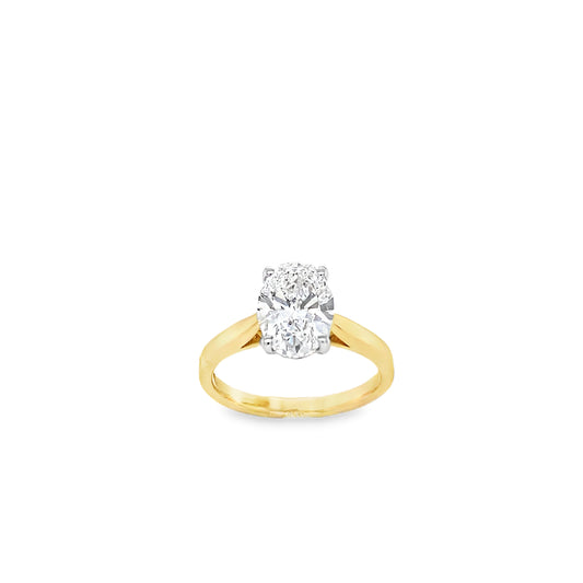 9ct Oval Cut Cultured Diamond Ring 2.00ct